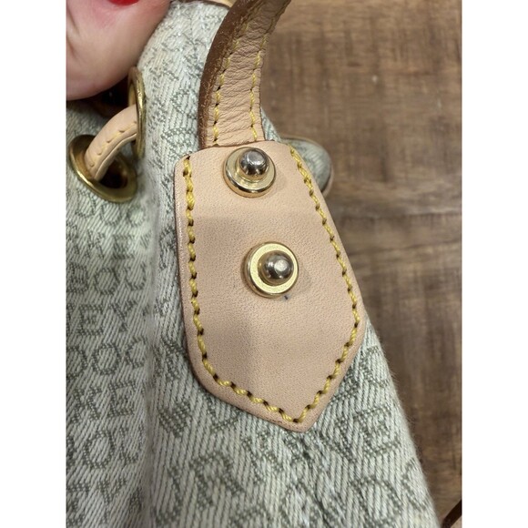 Dooney Bourke Vintage Monogram Leather Canvas Drawstring Bucket Bag Made In USA - Picture 9 of 15